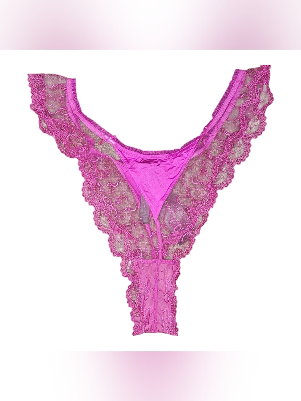 Savage X Fenty Hot Pink Sheer Lace Thong